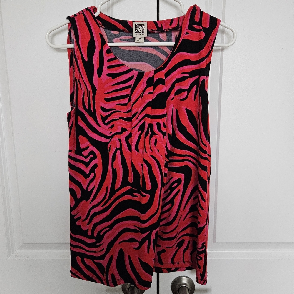 Pink & Red Zebra Striped Flowy Shirt